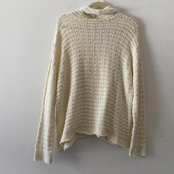 EILEEN FISHER cream organic cotton turtleneck sweater - Picture 6 of 6